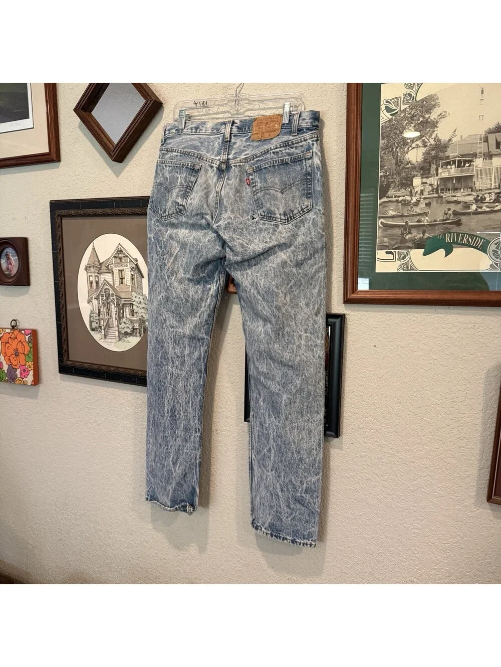 Vintage 80s RARE Acid Washed Levis 501 0109 STF Men’s 36x32 Blue Denim Jeans USA